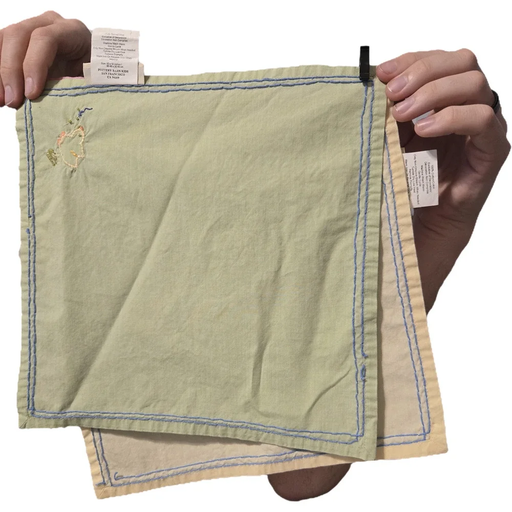 Pottery Barn Kids Easter Cotton Napkins Pink Green Blue Yellow Set